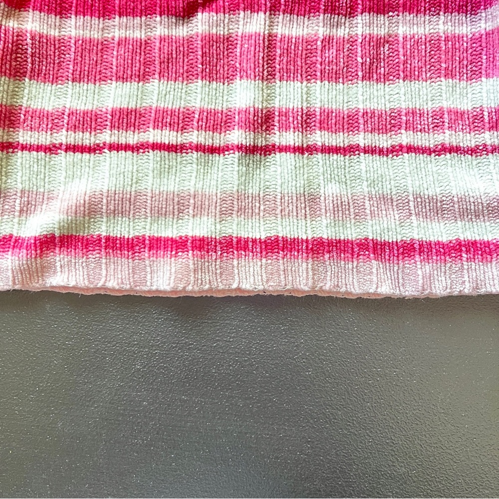 Vintage Y2K Covington Chenille Sweater Pink White Striped Mock Neck Knit 3T - Picture 11 of 14